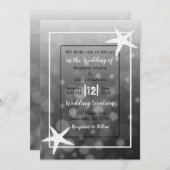 ブラックバブルスターフィッシュビーチ結婚式招待状 招待状 (正面/裏面)