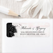 ブラックバラこうもりゴシック結婚ハロウィーンの住所 ラベル (インサイチュ)