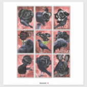 ブラックバラのカラスとクロウのゴシック様式のアートコラージュ シール (シート)