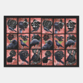 ブラックバラのカラスとクロウのゴシック様式のアートコラージュ ラッピングペーパーシート (正面2)