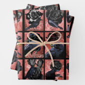 ブラックバラのカラスとクロウのゴシック様式のアートコラージュ ラッピングペーパーシート (インサイチュ)