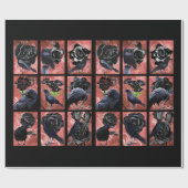 ブラックバラのカラスとクロウのゴシック様式のアートコラージュ ラッピングペーパー (フラット)