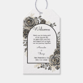 ブラックバラウェルカムパーティーフェイバー結婚式の引き出物 ギフトタグ