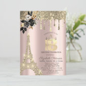 ブラックバラエッフェルタワー金ゴールドドリップススウィート18 招待状 (スタンド正面)