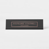 ブラックバラエレガント金ゴールドモダン デスクネームプレート (正面)