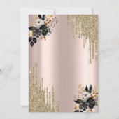 ブラックバラグリッター結婚ドリップス記念日 招待状 (裏面)