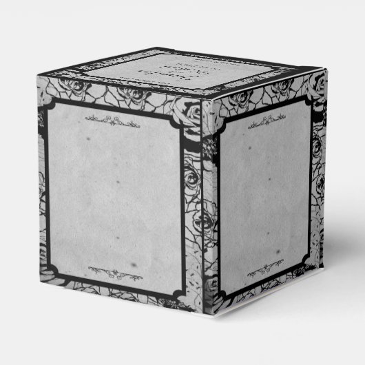 ブラックバラゴシック体結婚式の引き出物箱 フェイバーボックス (裏面サイド)