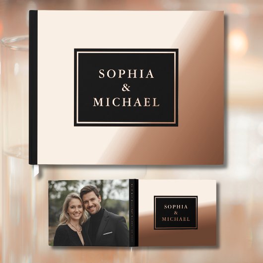 ブラックバラゴールドフォイルゲストブック編集可能エレガント ゲストブック