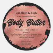 ブラックバラゴールドフォイルモダンラグジュアリープロダクトラベル ラウンドシール (正面)