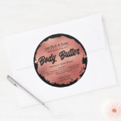 ブラックバラゴールドフォイルモダンラグジュアリープロダクトラベル ラウンドシール (封筒)