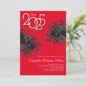 ブラックバラダークゴシック卒業パーティレッド 招待状 (スタンド正面)