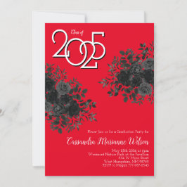 ブラックバラダークゴシック卒業パーティレッド 招待状