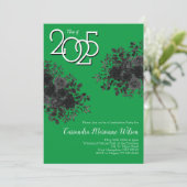 ブラックバラダークゴシック卒業パーティーグリーン 招待状 (スタンド正面)