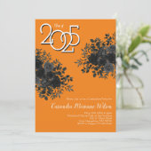 ブラックバラダークゴシック卒業パーティードオレンジ 招待状 (スタンド正面)