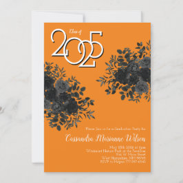 ブラックバラダークゴシック卒業パーティードオレンジ 招待状