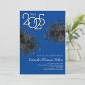 ブラックバラダークゴシック卒業パーティーブルー 招待状 (スタンド正面)