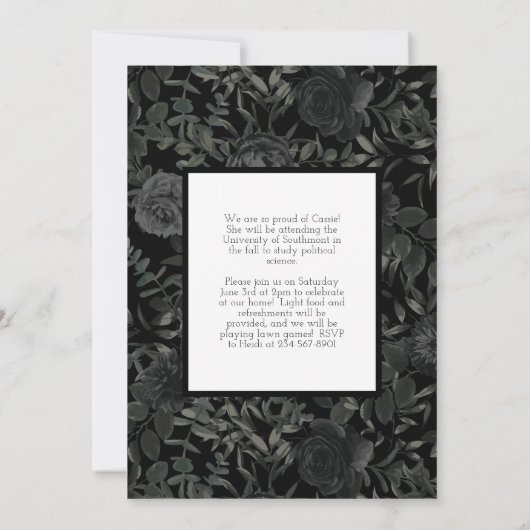 ブラックバラダークゴシック卒業発表 招待状 (裏面)