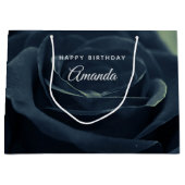 ブラックバラダークゴシック花写真誕生日 ラージペーパーバッグ (正面)