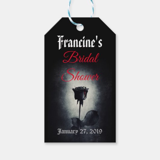 ブラックバラダークブライダルシャワーギフトラベル ギフトタグ (正面)