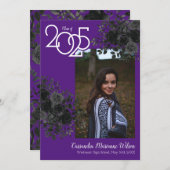 ブラックバラパープルゴシック卒業発表 招待状 (正面/裏面)