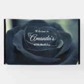 ブラックバラフラワーダークゴシック誕生日へようこそ 横断幕 (横)