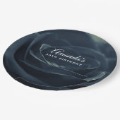 ブラックバラフラワーダークゴシック誕生日 ペーパープレート (アングル)