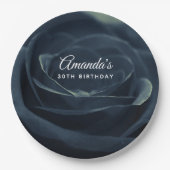 ブラックバラフラワーダークゴシック誕生日 ペーパープレート (正面)