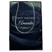 ブラックバラフラワーダークゴシック誕生日 ミディアムペーパーバッグ (正面)