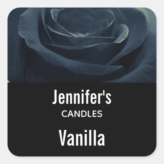 ブラックバラフラワーダークゴシックVibeキャンドルビジネス スクエアシール (正面)