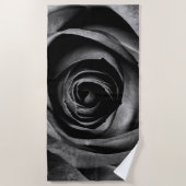 ブラックバラフラワーフローラ装飾ヴィンテージ ビーチタオル (正面)