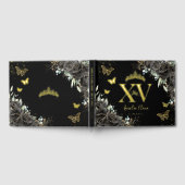 ブラックバラフラワー蝶金ゴールドキンセアニラ ゲストブック (全面)