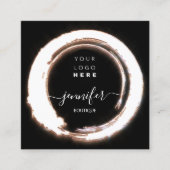 ブラックバラフレカスタムームQRロゴショップ スクエア名刺 (正面)