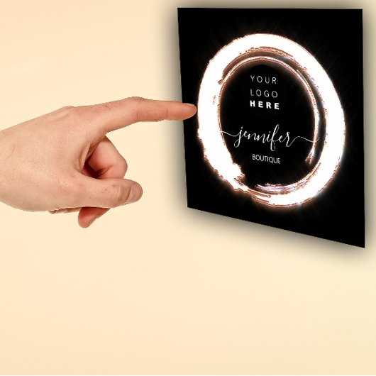 ブラックバラフレカスタムームQRロゴショップ スクエア名刺