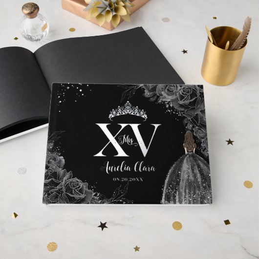 ブラックバラフローラガールドレスシルバーキンセアニラ ゲストブック (正面見開き)