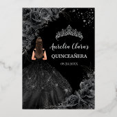 ブラックバラフローラキンセアニラクインズ15 XVシルバー 箔招待状 (裏面)