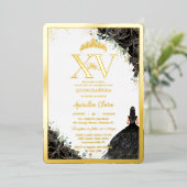 ブラックバラフローラキンセアニラクリン15 XV金ゴールド 箔招待状 (立ち正面)