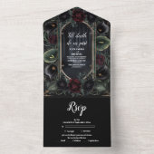 ブラックバラフローラゴシックハロウィン結婚ズ オールインワン招待状 (内側)