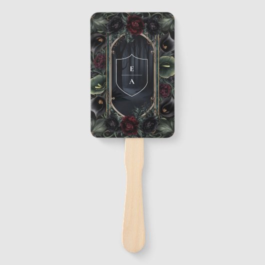 ブラックバラフローラゴシックハロウィン結婚ズ ハンドファン (正面)