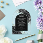 ブラックバラフローラシルバーキンセアニェラスウィート16 アクリル招待状 (インサイチュ (ウェディング))