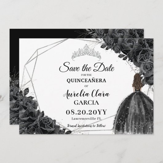 ブラックバラフローラドレスXV 15シルバーキンセアニラ セーブザデート (正面/裏面)