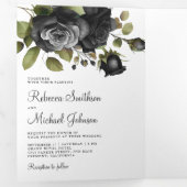 ブラックバラフローラフォトコラージホワイト結婚ズ 三つ折り招待状 (内部最初)