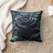 ブラックバラフローラ クッション (ブランケット)