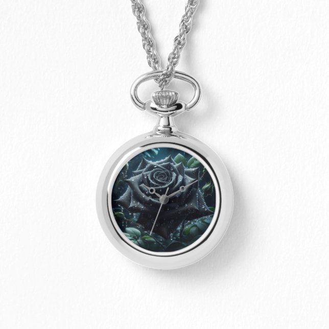 ブラックバラフローラ 腕時計 (正面)