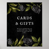 ブラックバラブライダルシャワーカードとギフトサイン ポスター (正面)
