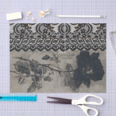 ブラックバラブラックレースハロウィーンティッシュペーパー 薄葉紙 (クラフト)