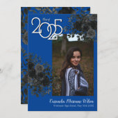 ブラックバラブルーゴシック卒業発表 招待状 (正面/裏面)