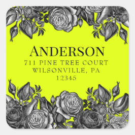 ブラックバラライムグリーン結婚ズ差出人住所 スクエアシール