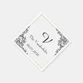 ブラックバララブレターモノグラム結婚ズ スタンダードカクテルナプキン (角)