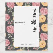 ブラックバラワインボトルラベル結婚for ワインラベル (シングルラベル)