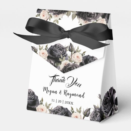 ブラックバラヴィンテージフローラ結婚ゴシック フェイバーボックス (正面サイド)